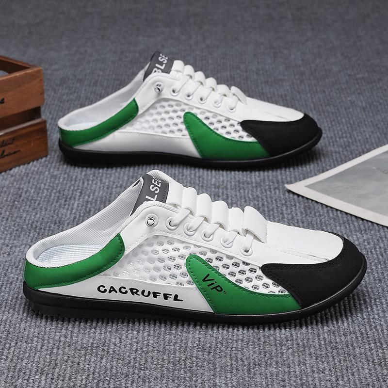 Дышащие пещерные туфли Мужские шлепанцы Баотоу Сетчатая обувь Повседневные полушлепанцы Мужская обувь Удобная Модная Минималистичная Мужская Универсальная Повседневная Обувь