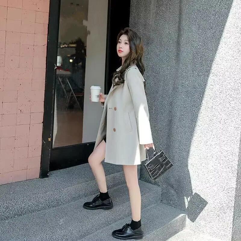 Женский плащ высокого класса средней длины на весну и осень, приталенный, стройнящий, в западном стиле, куртка на каждый день, тренд