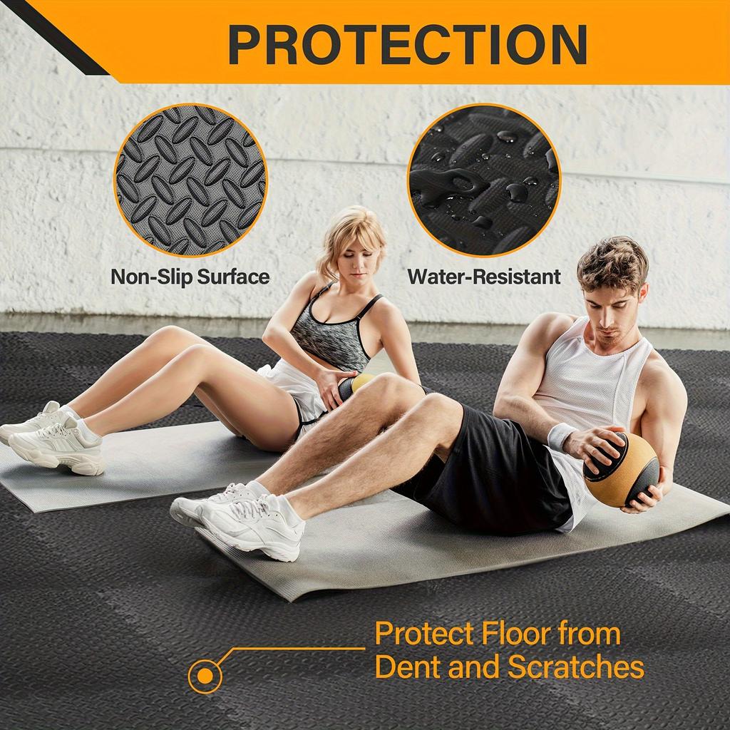 20/48pcs EVA Foam Mat, Non-Slip Interlocking Exercise Mats for Home Gym, Yoga, and Pilates – Locking Edge Design, Shock Absorption, Fitness Floor Pads
