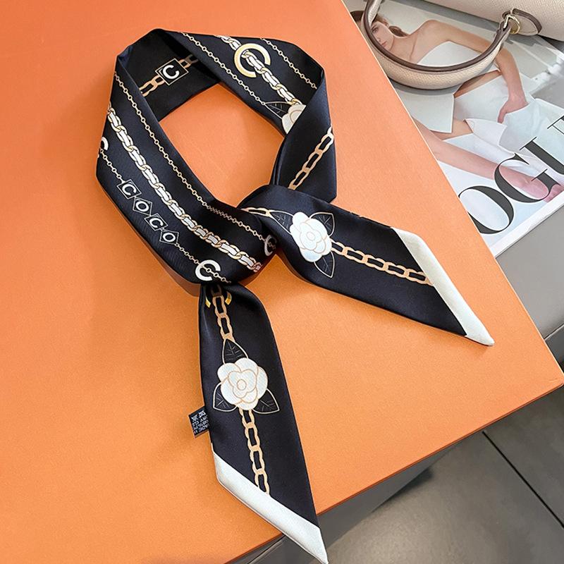 Роскошный 5*85см Стройная модель Характер Маленький платок Длинный шелковый платок Бандана Женский Универсальный Двусторонний Лента