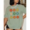 Summer Round Neck Floral Print Top Fashionable Casual Short Sleeved Women's Pure Cotton T-shirts