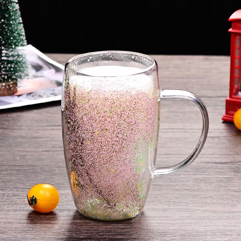 Двухслойная стеклянная чашка Shineqi с лепестками сухих цветов