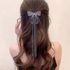 New Fashion Bow Tassel Hair Clips for Women Delicate Sparkly Rhinestone Ponytail Hairpin Large Size Headwear Hair Accessories