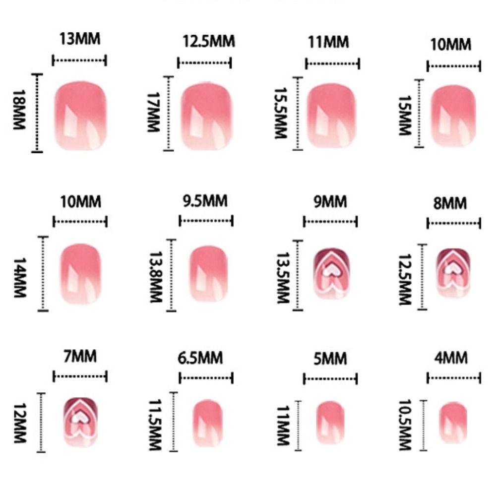 Любящее сердце, короткая квадратная головка, накладные ногти, полное покрытие, пресс, накладные ногти, женские накладные ногти