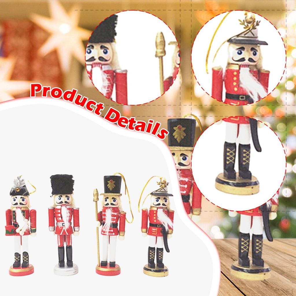 4x Christmas Nutcracker Hanging Decor, Xmas Tree Pendants Display, Party Favor Reusable