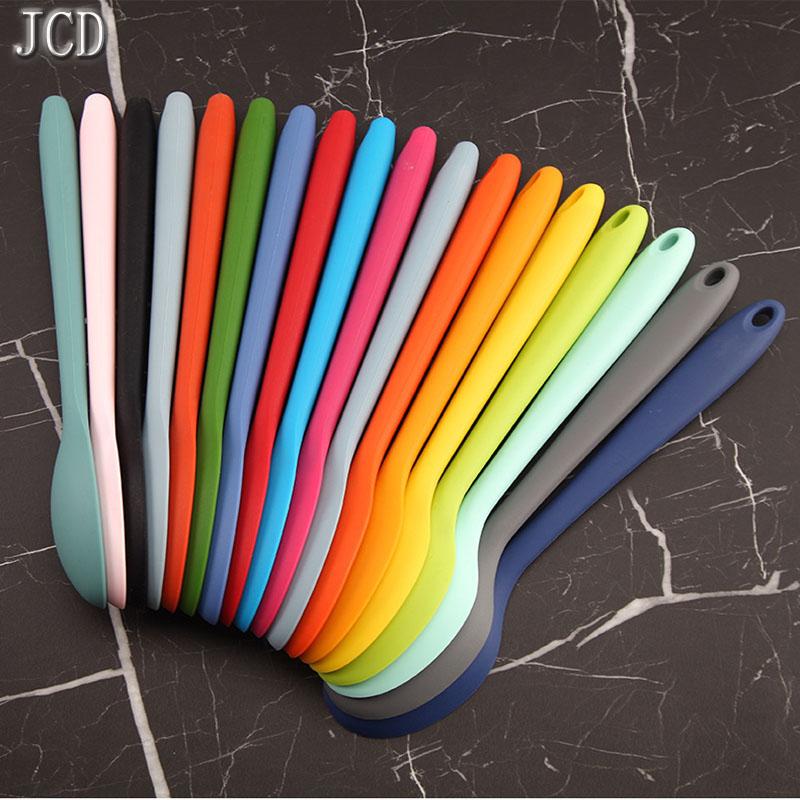 JCD 1pc Soft Silicone Food Grade Long Handled Heat-Resistant Soup Spoon For Stirring Eating Cooking Tableware Accessories