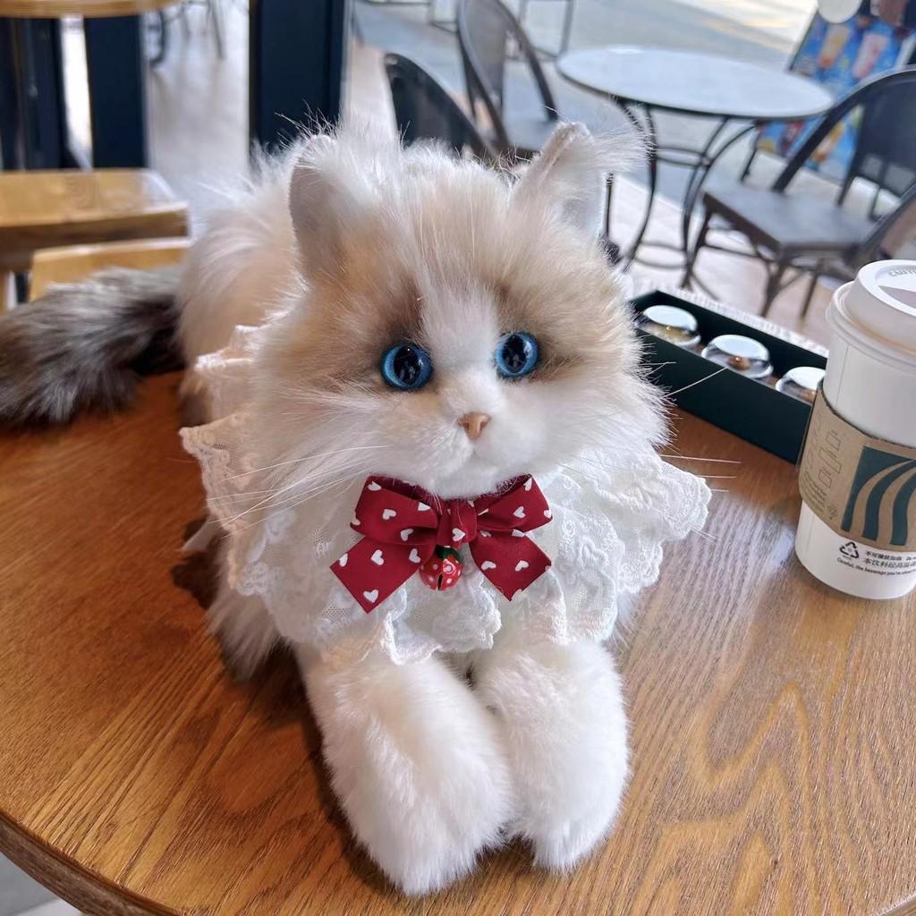 Cute Realistic Cat Plush Toy Fluffy Kitten Soft Stuffed Animal For Children