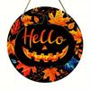 2D Pumpkin Head Art Decoration Wooden Hanging Pendant Door Decor Wreath Sign  Porch