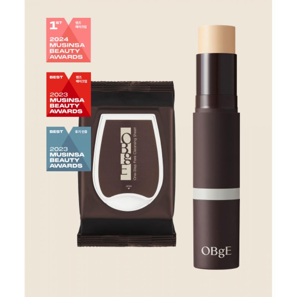 Obge Natural Cover Foundation + One Step Pore Cleansing Sheet Set