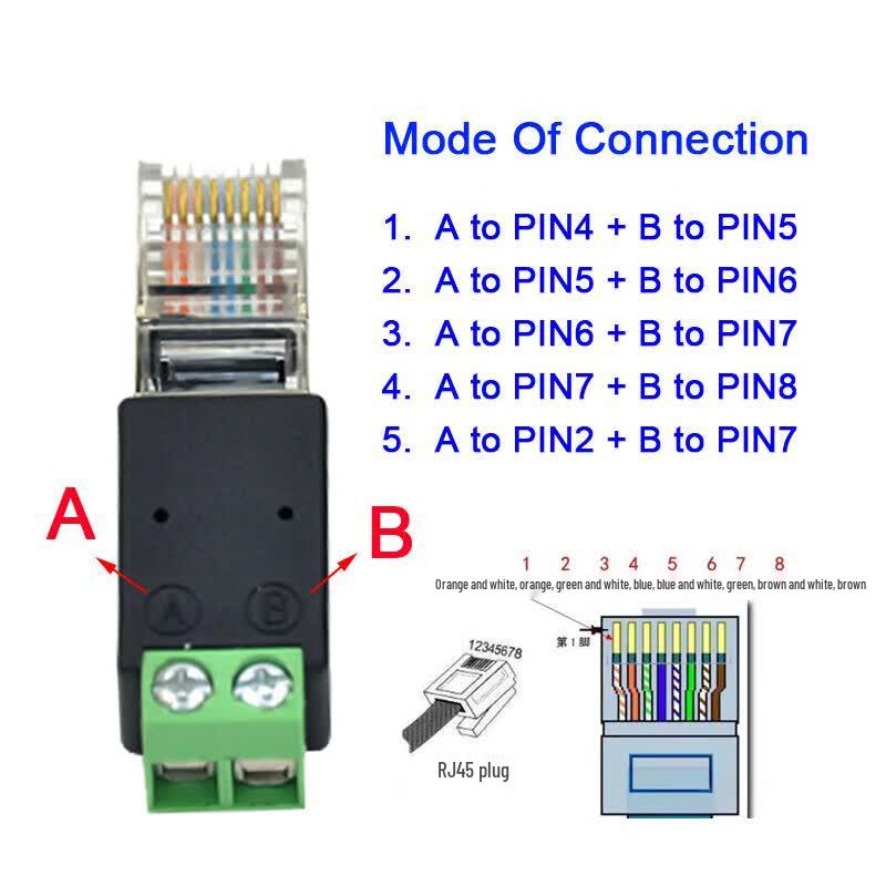 Адаптер RJ45 на RS485 с 2-контактным клеммным блоком