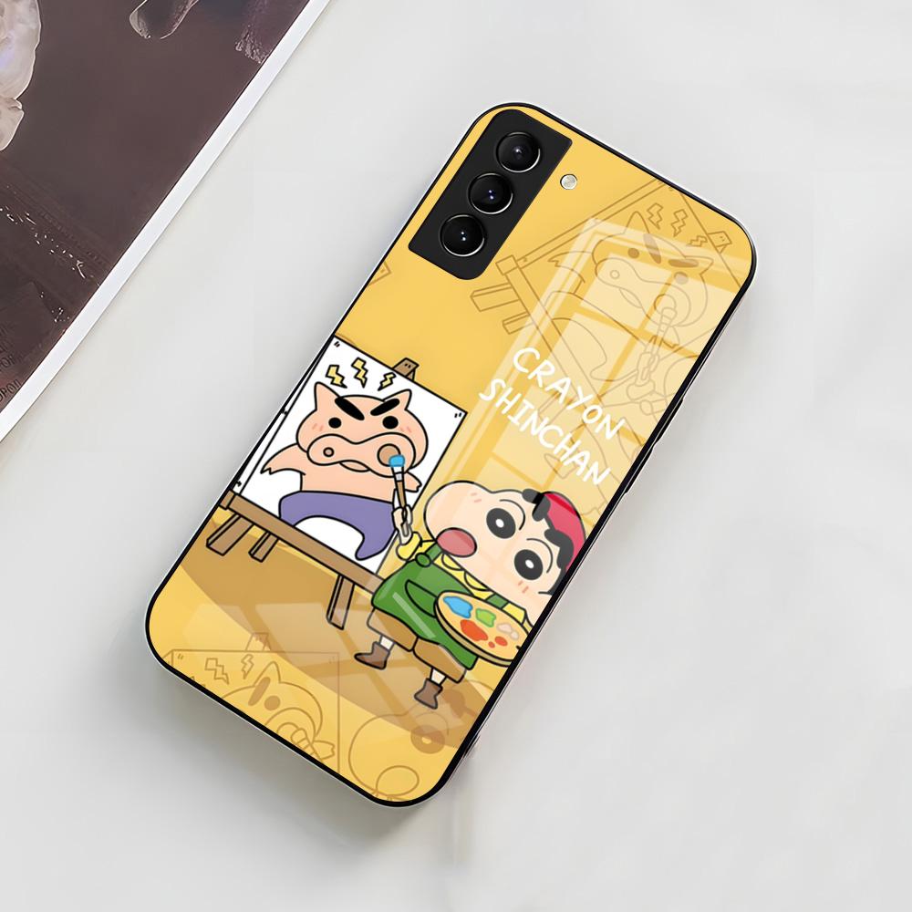 Чехол для телефона C-Crayon S-ShinChan для Samsung A56 A36 A26 A16 A15 A25 A35 A55 A14 A34 A24 A54 Стеклянный чехол