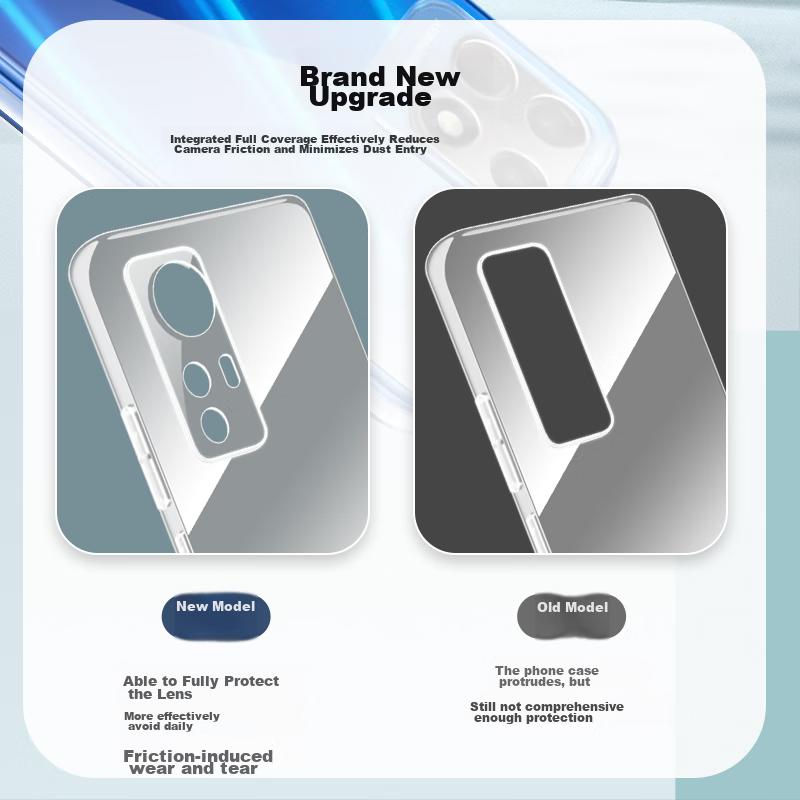 Freeson Phone Case for Xiaomi 12/12X/12S, Slim Full Protection Shockproof Clear TPU Soft (With Two-In Ring Holder And Lanyard), Transparent
