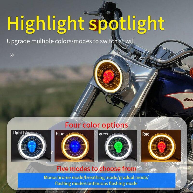 1 шт. 7 дюймов светодиодные фары ходовые огни череп ангельские глазки цвет Halo DRL 12 В 24 В для Wrangler 4x4 Niva внедорожный мотоцикл