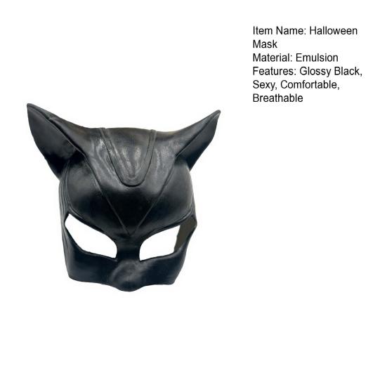 Breathable Halloween Face Mask Catw Woman Mask, Black Cat Eye Costume Soft Latex Leather Look Accessory for Masquerade Superhero Cosplay Party