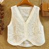 2025 New Cardigan Women Plus Size Lace Summer Style Basic Vest White Tops Tees Loose Clothing