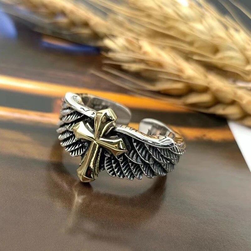 Ретро Мода Тотем Крест Животное Орел Личность Единорог Кольца