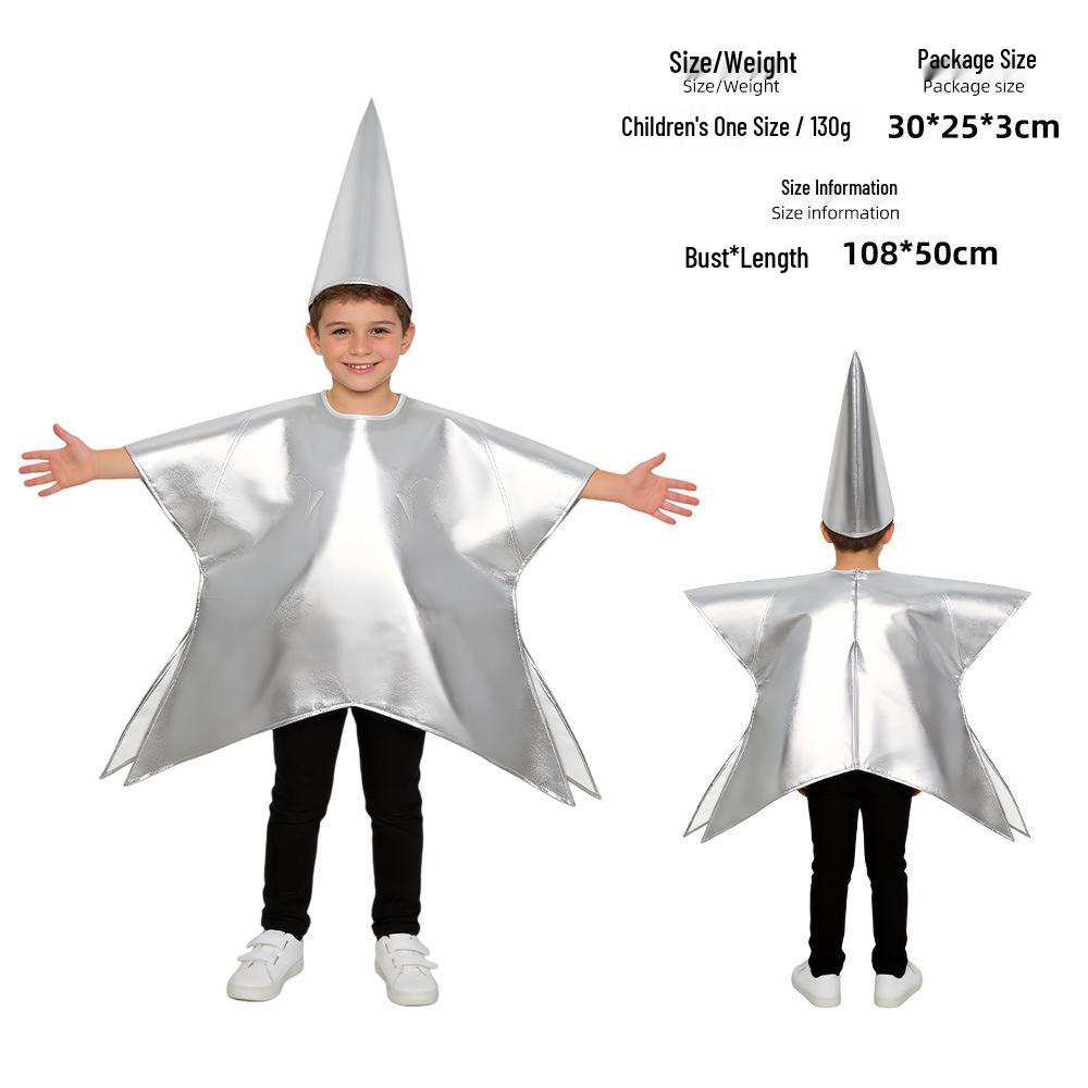 Kids' Gold Star Role-Playing Christmas Costume for Kindergarten Performance
