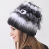 Цветочная меховая шапка из кролика Зимняя женская модная стильная теплая шапка из натурального меха