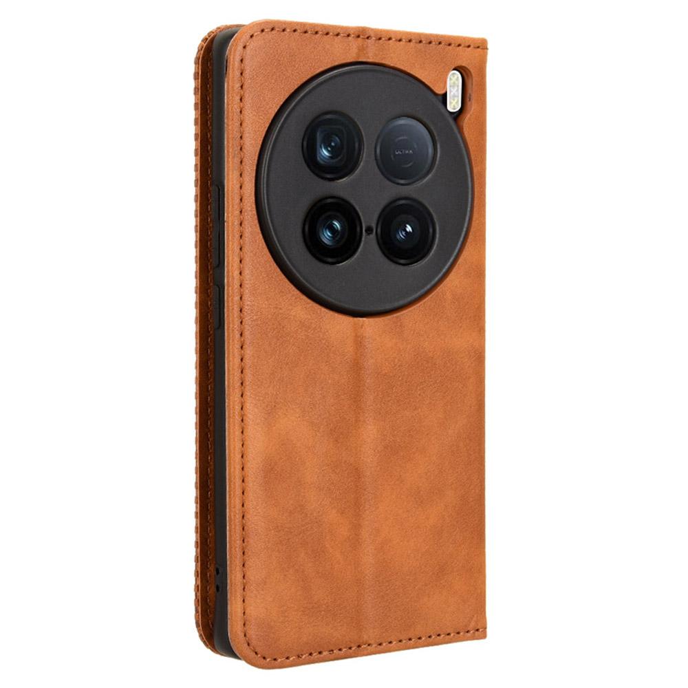 Для vivo X100 Ultra 5G Чехол-кошелек Ретро PU кожа Подставка Чехол для телефона