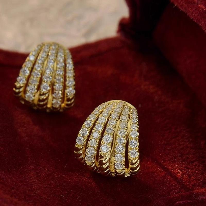 Изысканная милая крутая уличная фотография с инкрустацией цирконом женская серьга-кольцо блестящая милая модная простая бижутерия