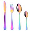 Promotion Dinnerware Set Stainless Steel Colorful Rainbow Gold Knife Fork Teaspoon Dishwasher Safe Silverware Cutlery Set
