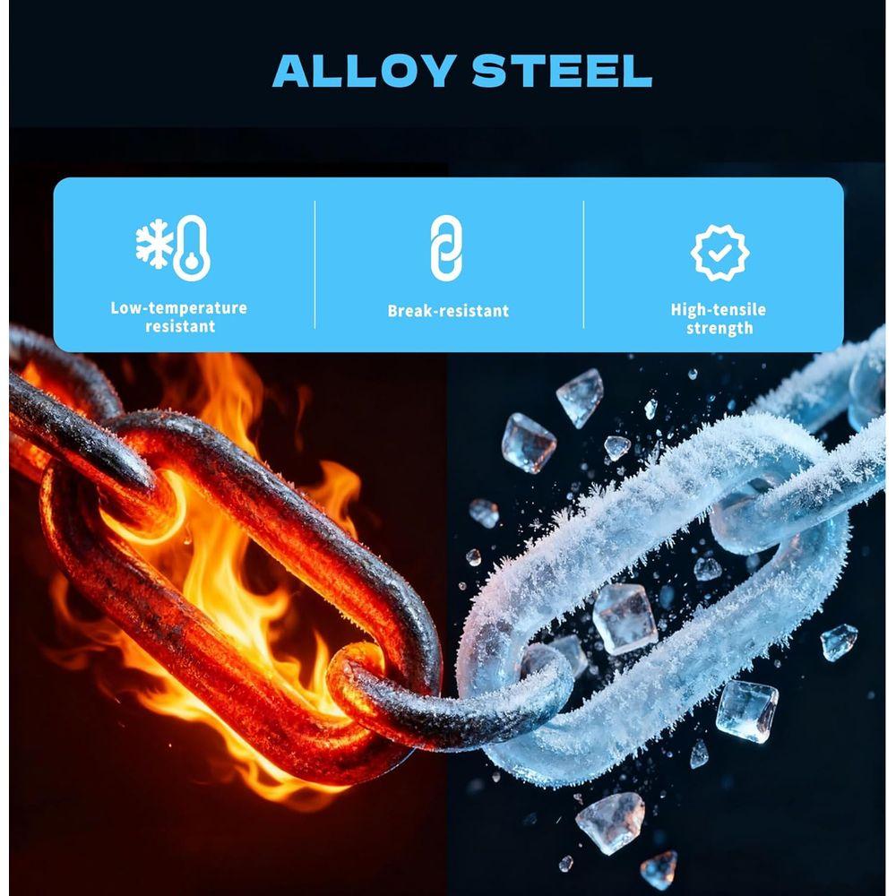 Snow Chains for Car Tires, Portable Reusable Universal Emergency Tire Traction Chain for Passenger Car, Auto Fixing 1 Min Quick