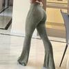 Женские штаны для йоги с высокой талией, расклешенные широкие леггинсы, однотонные спортивные штаны с эластичным поясом, повседневная одежда