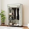 Schrank aus Stoff, Aufbewahrungslösung, 6 Regale, 1 Kleiderstange, Creme