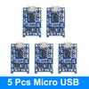 5Pcs 10Pcs Type-c Micro USB 5V 1A 18650 TP4056 TC4056A BMS Lithium Battery Charger Module Charging Board With Protection