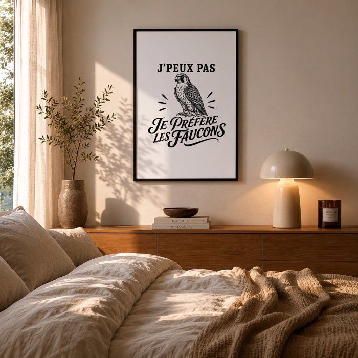 Poster J’peux pas je préfère les Faucons J'peux pas minimaliste | Affiche Papier Photo 310 g Finition Perlée Format Taille A2