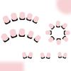 24 Pcs Black French Tip Press On Nail Short Square False Nail Simple Acrylic Nail Glossy Full Cover Stick On Nail