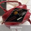 Retro Red Women's Satchel Hobo Bag Patent Leather Multi Pocket Luxury Designer Handbag Female Shoulder Underarm Bag Tote Purses