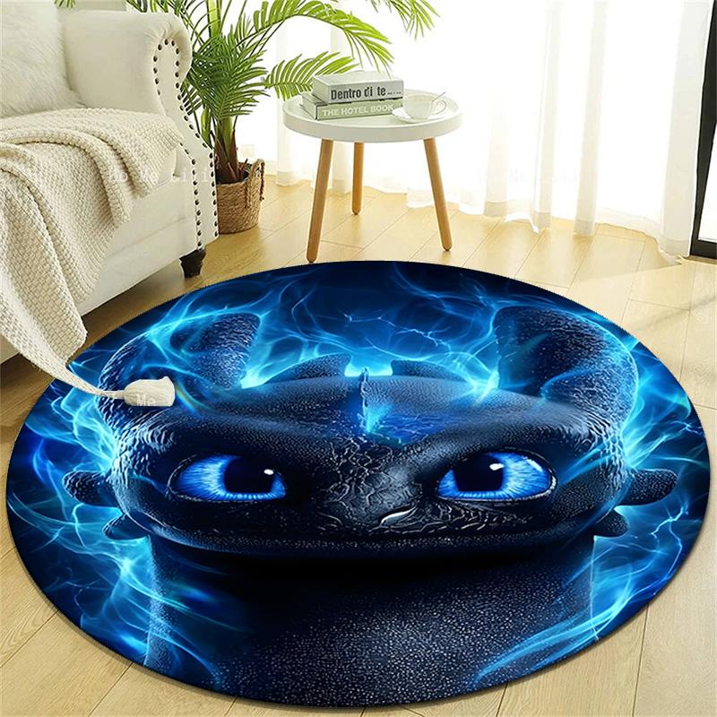 1pc Toothless2 Design Printed Area Round Carpet for Bedroom Living Room Home Decor Rugs Mat Non Slip Mat Rug for Bedside