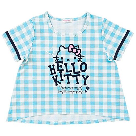 Sanrio Hello Kitty Check 90cm T-shirt (blue)