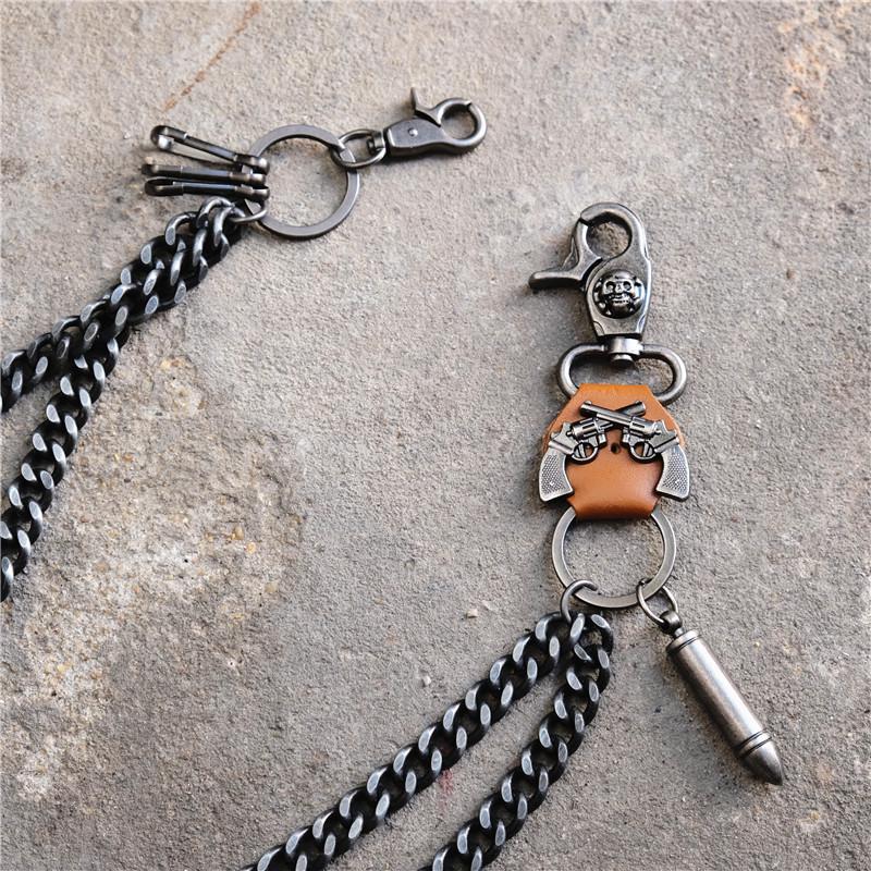 Подвеска Double Gun Bullet из кожи и металла в стиле хип-хоп-панк для мужчин на талию