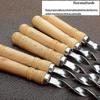 6Pcs 55cm BBQ Skewers Long Handle Shish Kebab Barbecue Grill Stick Wood BBQ Fork Stainless Steel Ou Hwy