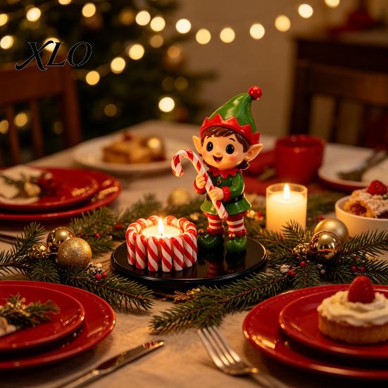 Festive Resin Decor Christmas Candle Holder, Cute Santa Claus/Snowman/Elf Boy/Gingerbread Tealight Decorative Stand Tabletop Candlestick for