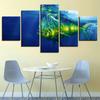 Wall Art Canvas Frame 5 Piece Green Deep Sea Fish Posters Home Decor Modular Pictures Modern Living Room Decoration Paintings No Frame