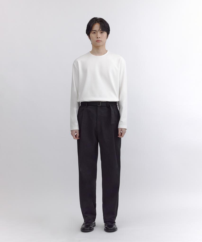 NONBLANK [Summer] Summer Cool Touch Belted Wide Fit Pants_Black