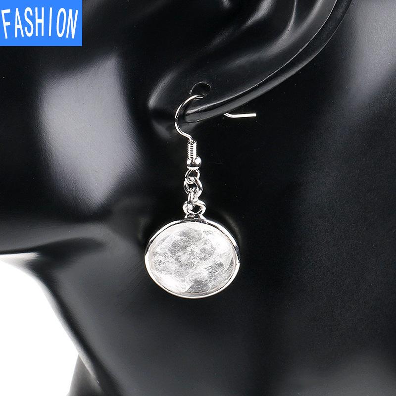 Простые стильные круглые серьги, модные серьги с натуральными кристаллами, женские серьги с рыболовным крючком