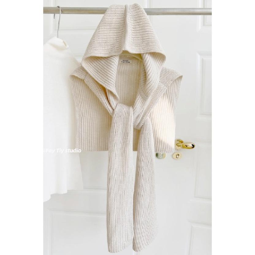 Heavy Woolen Yarn Design Fashionable Knitted Hooded Shawl Women'S Autumn And Winter Warmth Versatile Outer Outfit