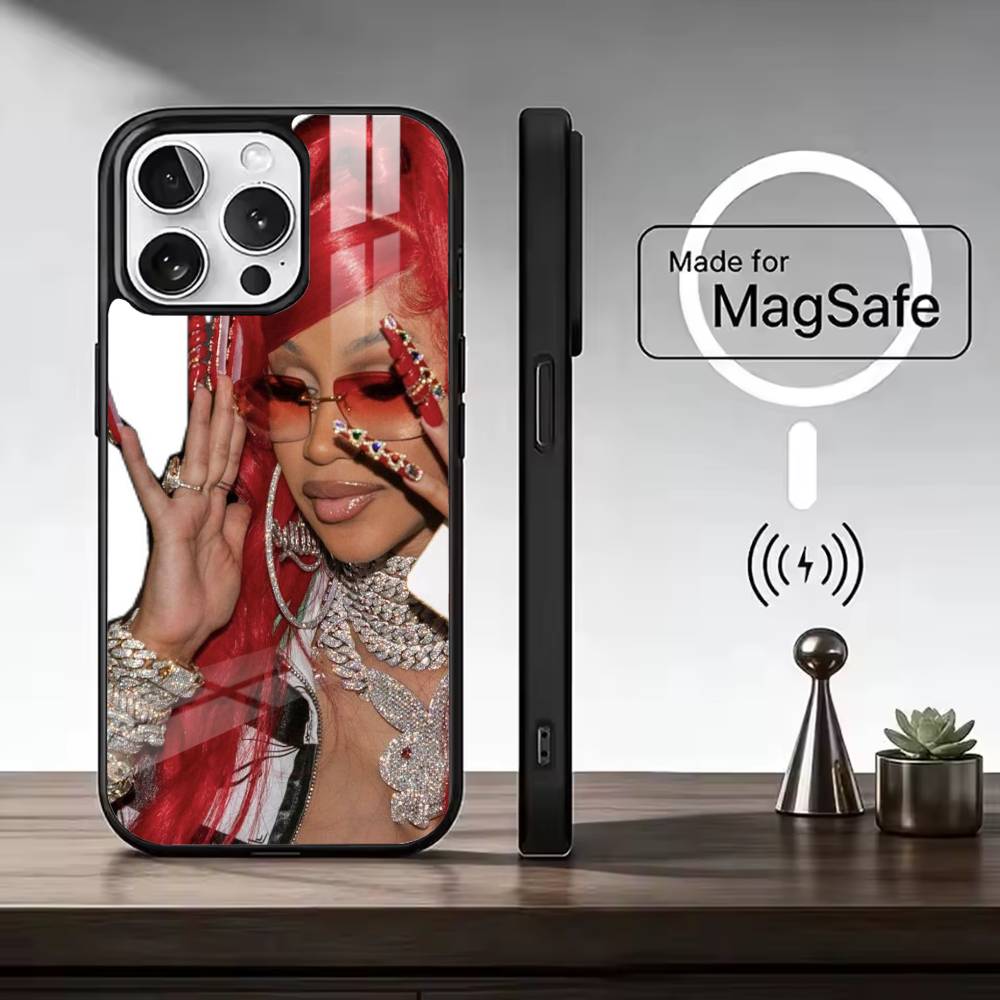 Чехол для телефона в стиле Hip Hop C-Cardi B для iPhone17,16,15,14,13,12,11 Plus,Pro Max, Новый магнитный беспроводной заряд