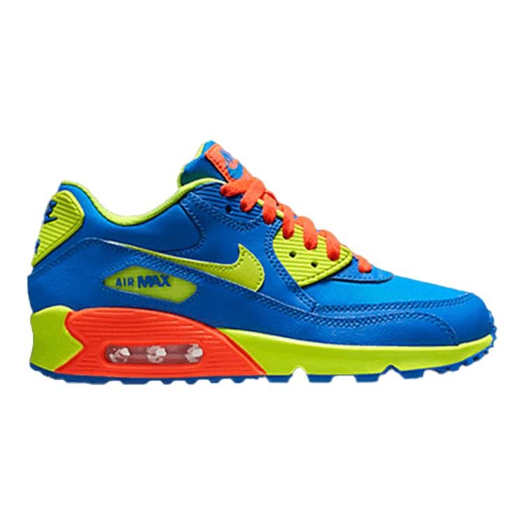 Nike Air Max 90 Удобные Износостойкие Низкие Детские Повседневные Кроссовки Синий Желтый Красный Подростки 307793-410