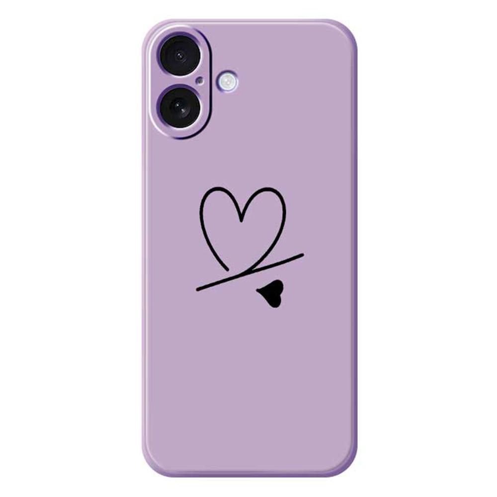 For iPhone 17 Case Black Love Pattern Printing Straight Edge TPU Phone Back Cover