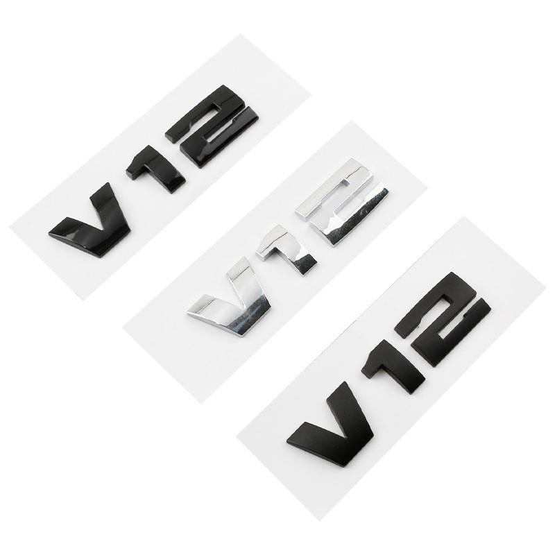 NEW ABS V6 V8 V12 logo Side rear trunk emblem black silver logo sticker Decal Replacement for BMW DL8