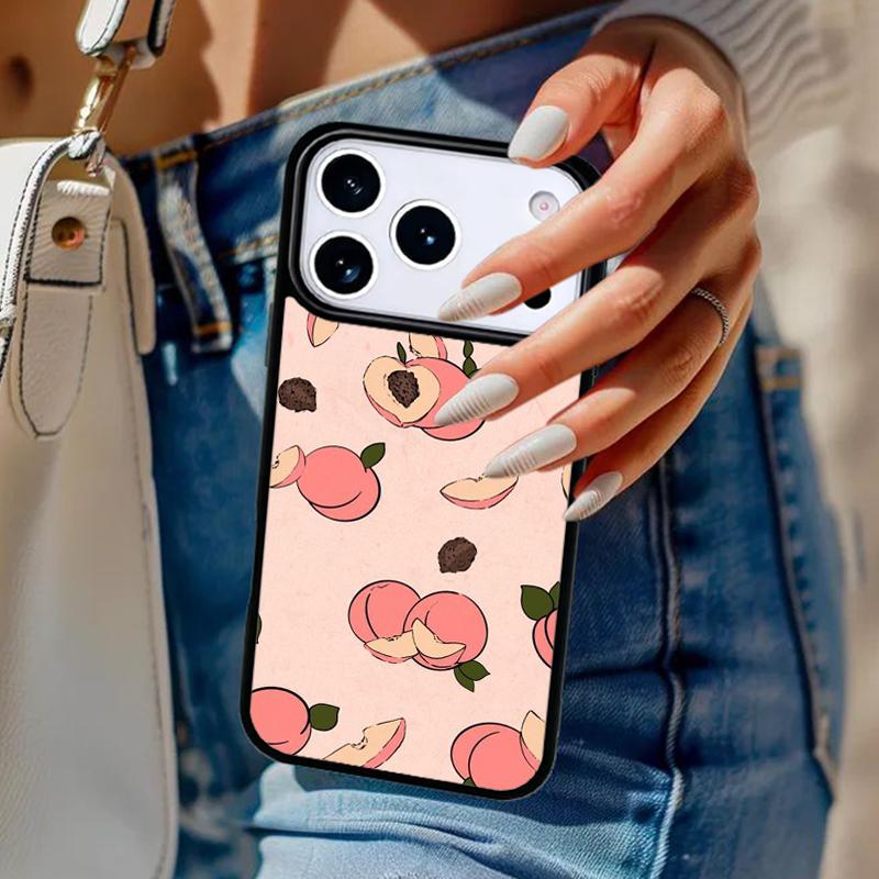 Эстетичный чехол для телефона с персиками для iPhone 17 Air 14 15 13 12 Max Чехол для Apple 16e 11 Pro Max Plus Coque