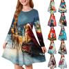Girls' Princess Dress - Long Sleeve A-Line T-Shirt Dress Christmas Day