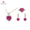 Women Jewelry Set Heart Shape Zircon Silver Rings Necklace Earrings Engagement Female Gift