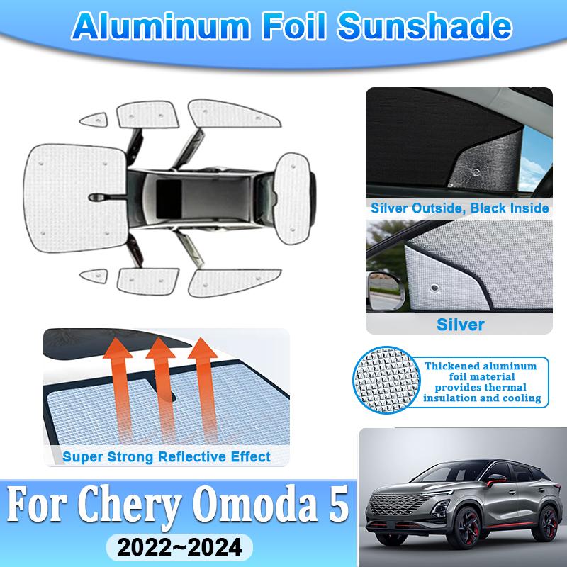 For Chery Omoda 5 Accessories 2022 2023 2024 C5 E5 T34 Car Windshield Visor Insulation Cover Full Privacy Aluminium Foil Shades