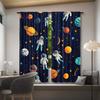 2pcs Outer Space Curtains, Cartoon Astronaut and Solar System Theme, Blue Galaxy Print Window Drapes for Bedroom, Living Room, P